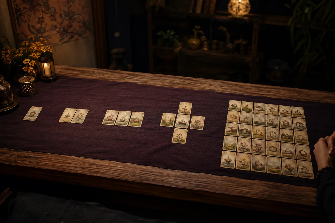 Các bố cục trải bài Lenormand từ một lá đến bàn bài 36 lá
