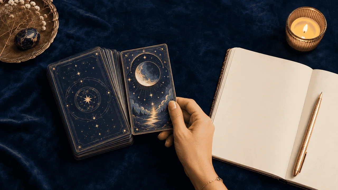 Các bước tập trung câu hỏi, xào bài và rút một lá Tarot