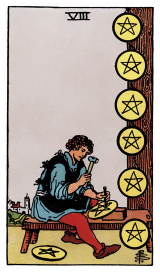 Ý nghĩa lá bài Eight of Pentacles